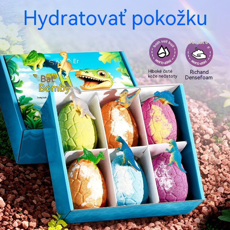 💦【50% zľava】🔮Sada guľôčok so soľou do kúpeľa v tvare dinosaurieho vajíčka, dlhotrvajúca voňavá čistiaca soľ do kúpeľa - každá bomba skrýva inú dinosauří hračku【6 guľôčok】