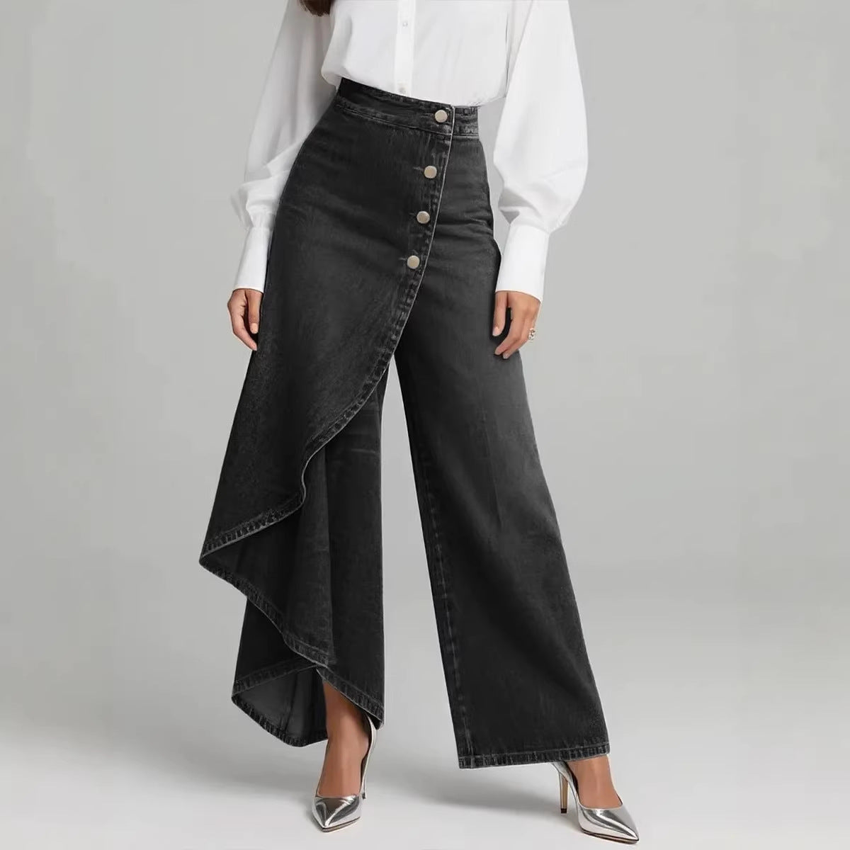 👖【50% zľava】🥇Dámske rifle s vysokým pásom a širokými nohavicami, voľný strih, elegantný dizajn.