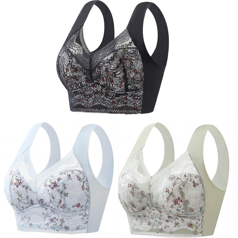 【🔥Cumpărați 1, primiți 3 gratuit】【Set de 3 bucăți】💕🎁Sutien de mărime mare din mătase de gheață fără cusături, respirabil și reglabil【Potrivit pentru 40kg-100kg】