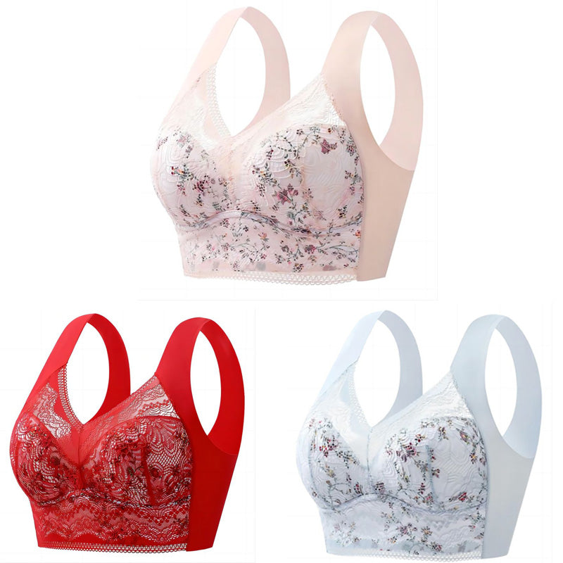 【🔥Cumpărați 1, primiți 3 gratuit】【Set de 3 bucăți】💕🎁Sutien de mărime mare din mătase de gheață fără cusături, respirabil și reglabil【Potrivit pentru 40kg-100kg】