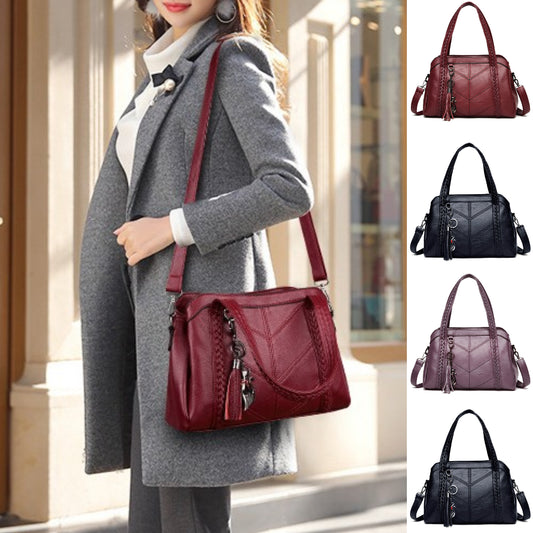 👜💟【50% ZNIŻKI】Torba ze skóry bydlęcej, torebka, duża pojemność, trzy przegrody, wodoodporna i odporna na zarysowania