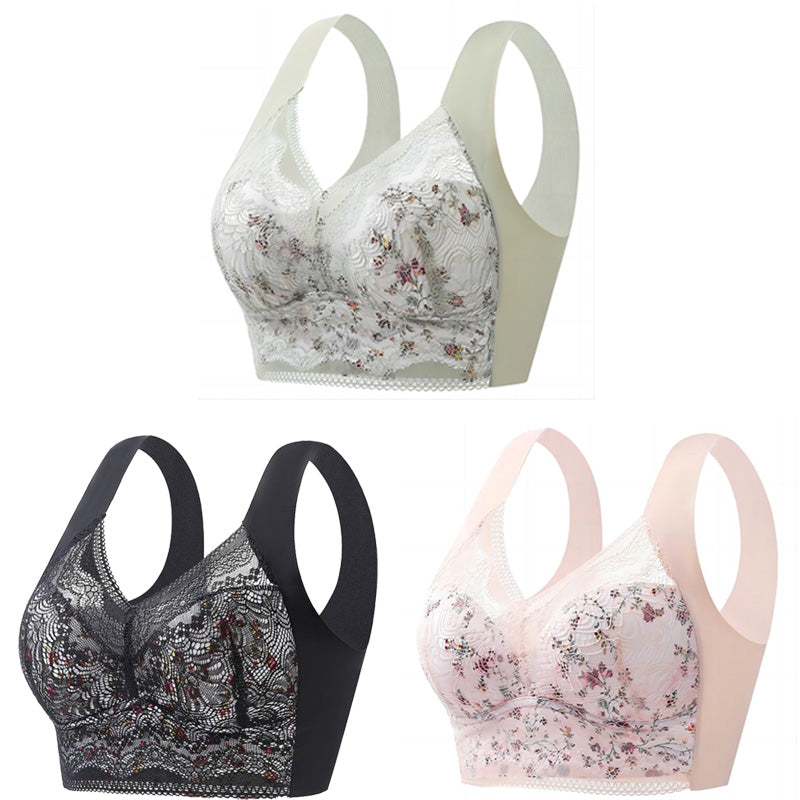 【🔥Cumpărați 1, primiți 3 gratuit】【Set de 3 bucăți】💕🎁Sutien de mărime mare din mătase de gheață fără cusături, respirabil și reglabil【Potrivit pentru 40kg-100kg】
