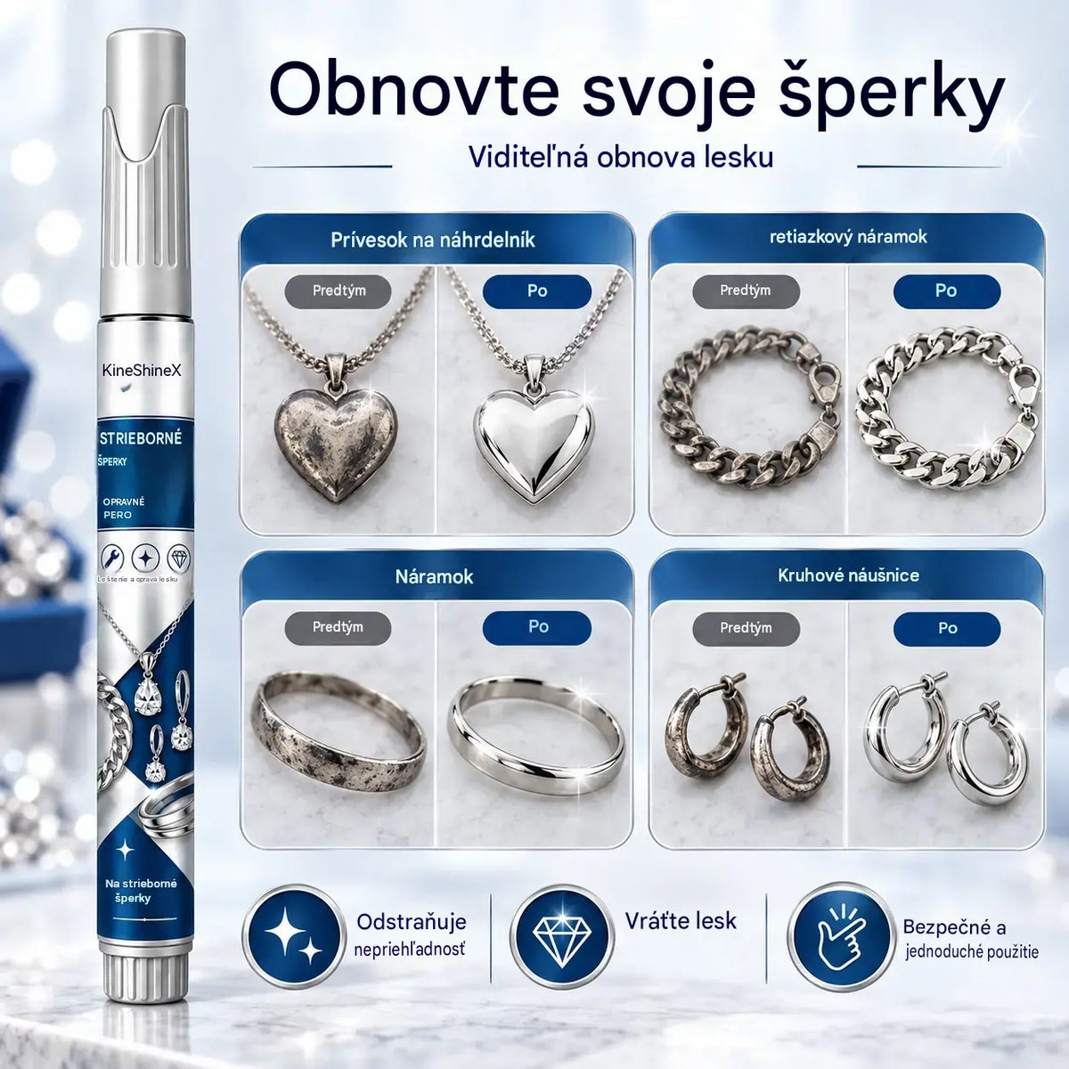 🔥 Časovo obmedzená ponuka: 50% zľava 🔥 Pero na opravu škrabancov a retušovanie strieborných šperkov