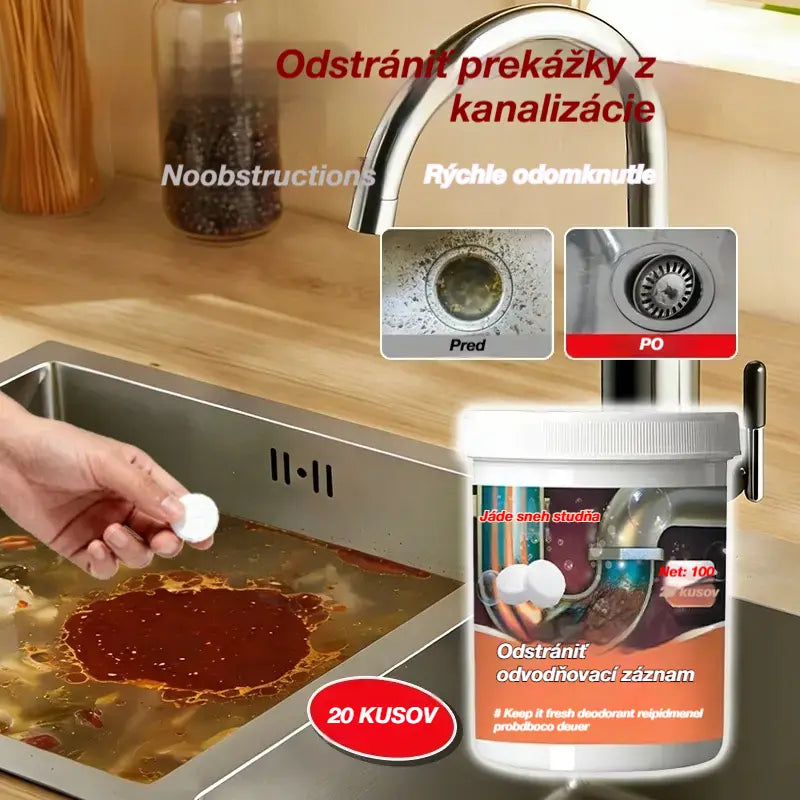 🔥50% ZĽAVA ❤️ Výkonné šumivé čistiace tablety, ktoré rýchlo rozpúšťajú upchatie spôsobené mastnými vlasmi, uvoľňujú upchaté odtoky; sú tiež dezodoračné a antibakteriálne.