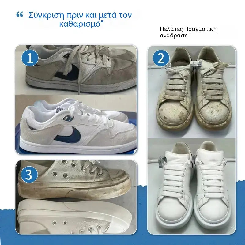 🔥🎁Bezvodý čistiaci krém na biele topánky s hubkou – bez prania, bez vody, jednoduché použitie každý deň.