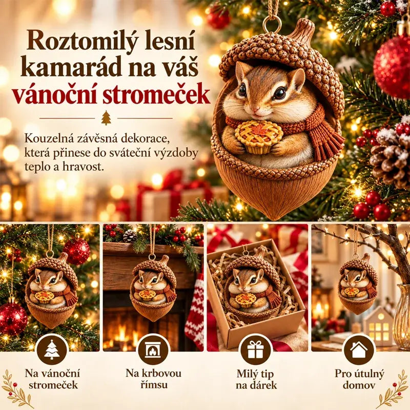 🎉【Kúpte 6 kusov a získajte 6 kusov zadarmo】🤩 🎁Nový 2D akrylový vianočný dizajn so zvieratami v tvare šišky