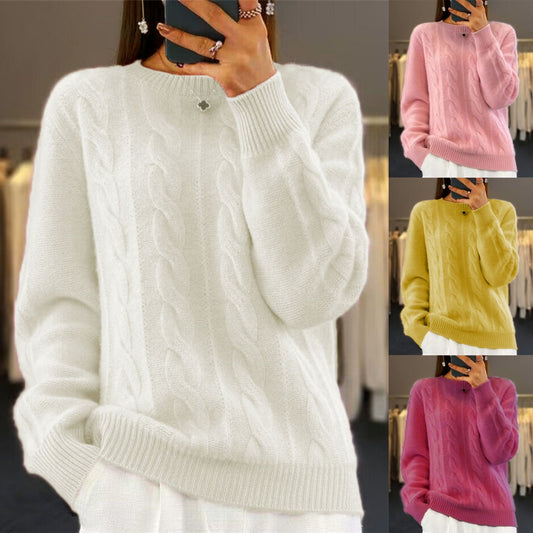 🔥✨【Stil nou de toamnă】【S-2XL】Pulover din lână de înaltă calitate, moale și confortabil, culoare unică, 2025