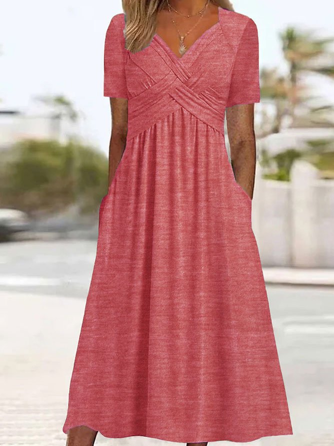 👍👍【50% OFF】💐👗【S-3XL】2026 jarné a letné nové jednofarebné módne jednoduché ležérne šaty – mäkký materiál a voľný strih, ideálne na voľný čas