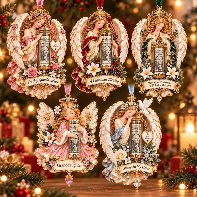 🎁 Set od 5 komada ✨ Božićni ukrasi s motivom anđela koji se mogu koristiti i kao spremnici za kovanice.