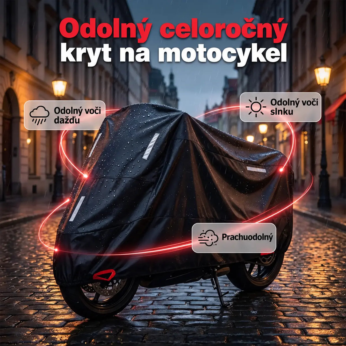 🏍️🛡️【1 kus, univerzálna veľkosť】Kryt na motocykel – vodeodolný, prachuvzdorný a s UV ochranou.