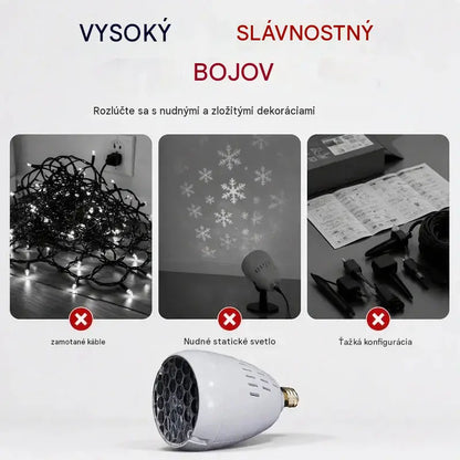 Farebný vianočný projektor – premieta veselé motívy na steny a strop, ideálny na výzdobu počas Vianoc