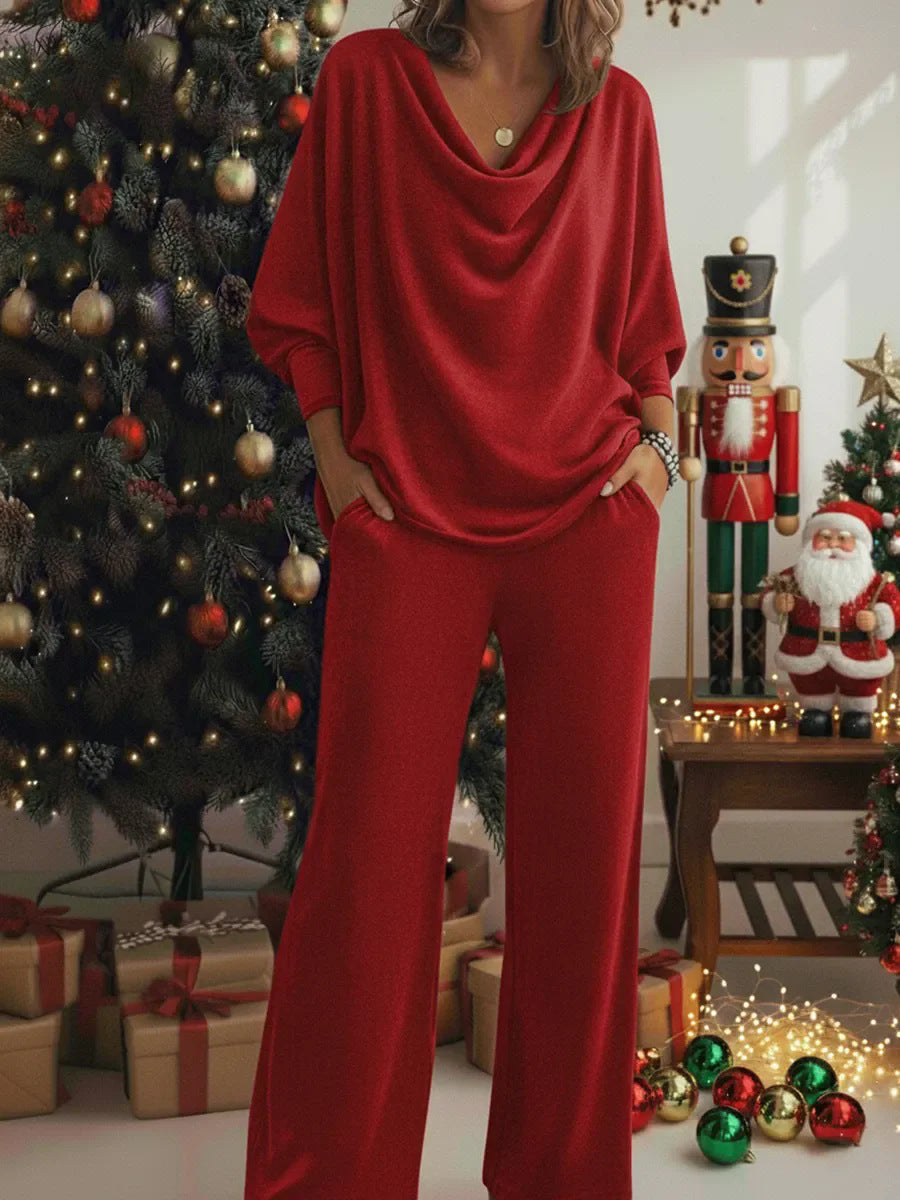 📢📢🎅【50% zľava】Dvojdielna súprava pohodlného zamatového trička a nohavíc s gumičkou pri krku