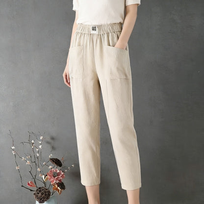 😍【50% zľava】✨👖 Novinka 2026 – Dámske voľné a pohodlné bavlneno-lanové nohavice, jednoduché a univerzálne, nevyhnutný kúsok do šatníka.