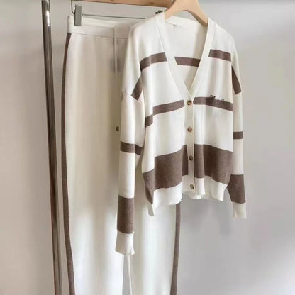 🔥🐏💖Купи 1 и вземи 1 безплатно🍂Ново есенно-зимно сезон, висококачествен и модерен плетен пуловер комплект, удобен и универсален за всеки ден.