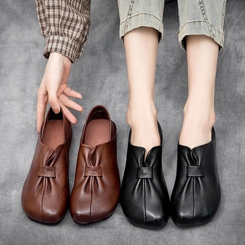 👡【35-42】Novi jesenski čevlji z mehkim podplatom in pentljo iz visokokakovostnega govejega usnja, preprosti in elegantni