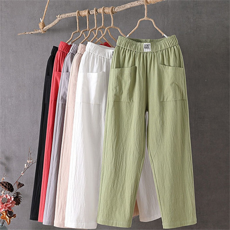 😍【50% zľava】✨👖 Novinka 2026 – Dámske voľné a pohodlné bavlneno-lanové nohavice, jednoduché a univerzálne, nevyhnutný kúsok do šatníka.