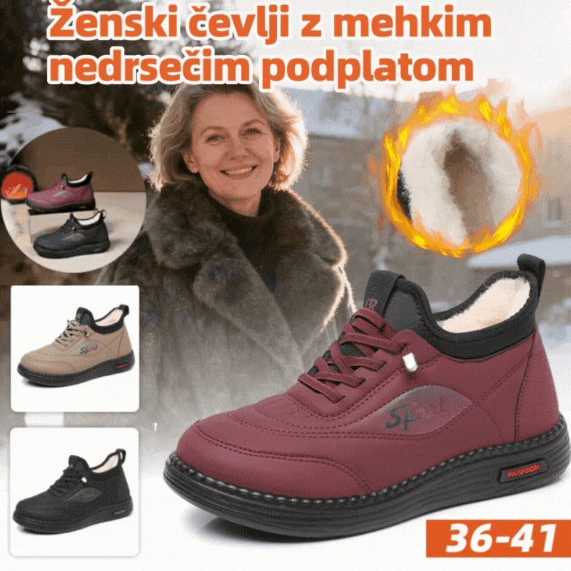 👟【35-41】Novi zimski žametni in debeli nedrseči čevlji za mame, modni in vsestranski topli bombažni čevlji, snežni škornji z mehkim podplatom