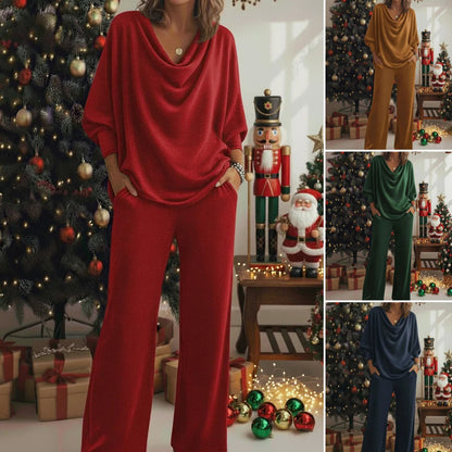 📢📢60% popusta!!!🎅Dvodijelni set od udobne baršunaste majice i hlača s gumicom na vratu