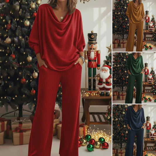 📢📢60% popusta!!!🎅Dvodijelni set od udobne baršunaste majice i hlača s gumicom na vratu