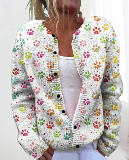 🎀【50% zľava】【M-4XL】🌺💥Stylový a teplý dámsky pletený kardigan s potlačou – Ideálny na jeseň a zimu