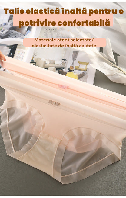 🩲🔥Промоция с 50% отстъпка 【6 броя】Дамски бикини с висока талия от ледена коприна, голям размер