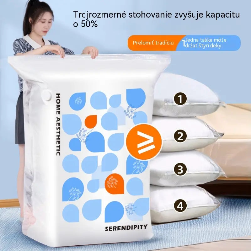 🧳✨【50*65*30 cm】【5-dielna sada】🤩Vákuové kompresné úložné vrecká, vákuové kompresné vrecká na paplóny, oblečenie a páperové bundy.