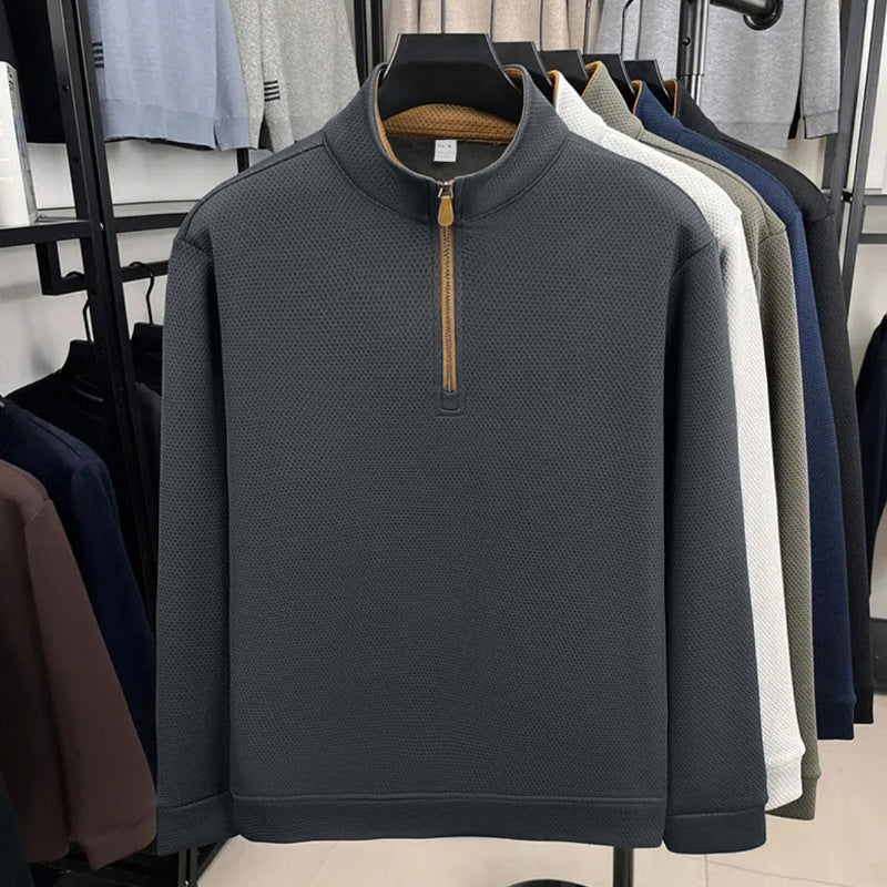 👨【50% отстъпка】🧥【S-3XL】Мъжки зимен плетен пуловер с висока яка, свободен модел, дебела комбинирана материя, пълен цип, подходящ за ежедневно носене, работа и пътувания, топъл и удобен.