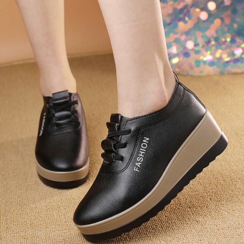 🔥🌞【35-42】Zapatos de mujer con suela gruesa de cuero – nueva tendencia de moda para el otoño, suela cómoda y suave, antideslizantes y resistentes al agua.