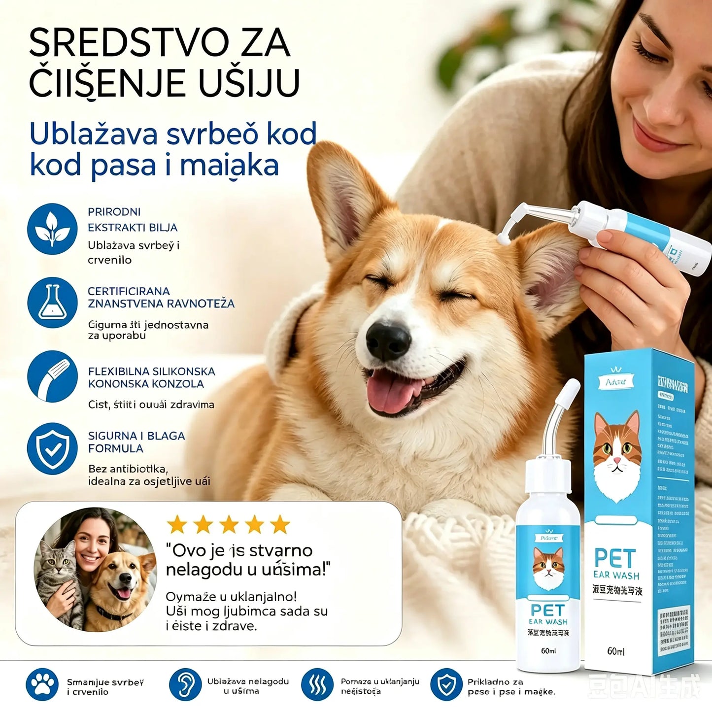 🐶Kupite jedan, drugi dobijete gratis 🐱 Sredstvo za čišćenje ušiju za ublažavanje svrbeža ušiju kod pasa i mačaka.