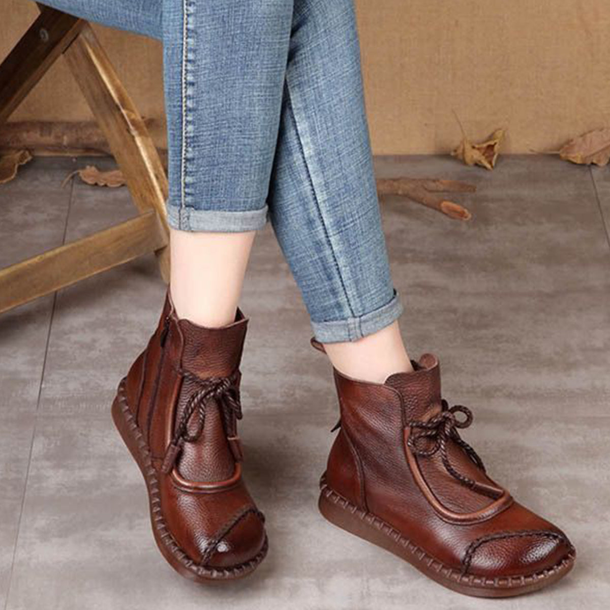 👢【35-40】✨Štýlové dámske retro čižmy z mäkkej kože – Komfort a elegancia pre každodenné nosenie!