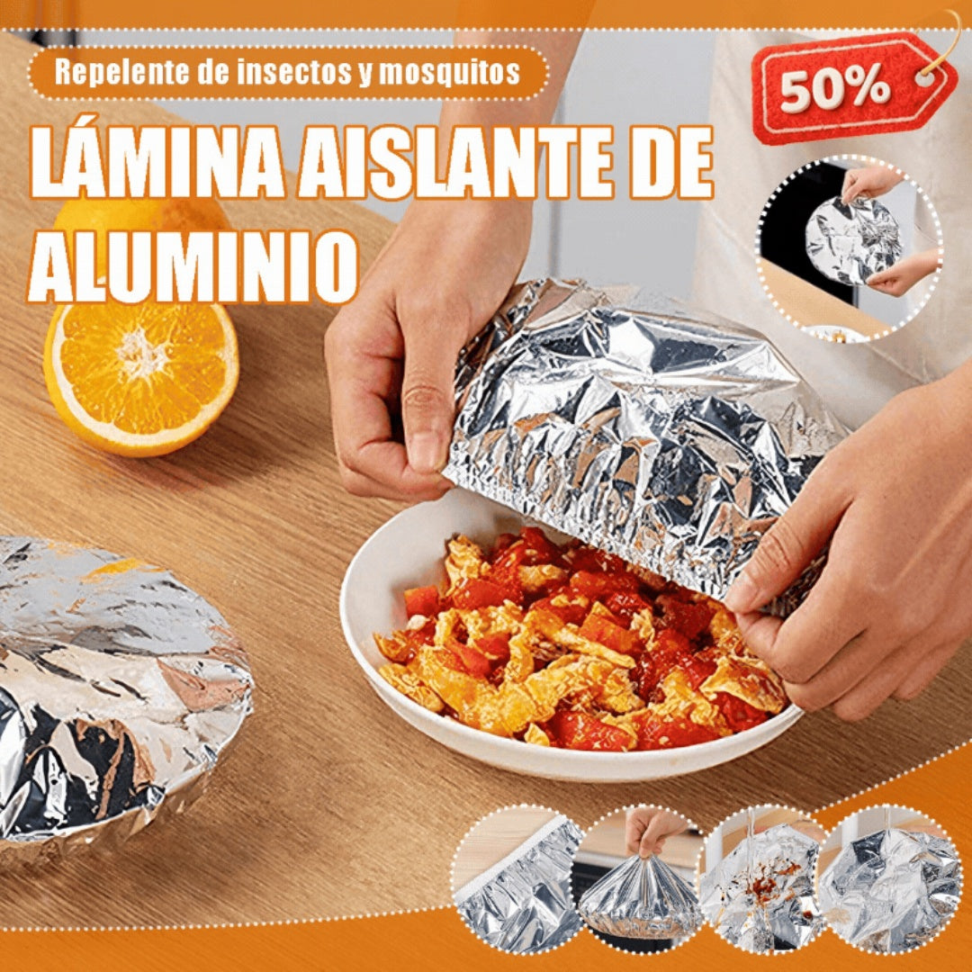 📢📢 ¡50% DE DESCUENTO!⏰【100 piezas】 Cubierta aislante de papel de aluminio Se colocan en segundos, se adaptan a distintos tamaños y mantienen tus alimentos protegidos.