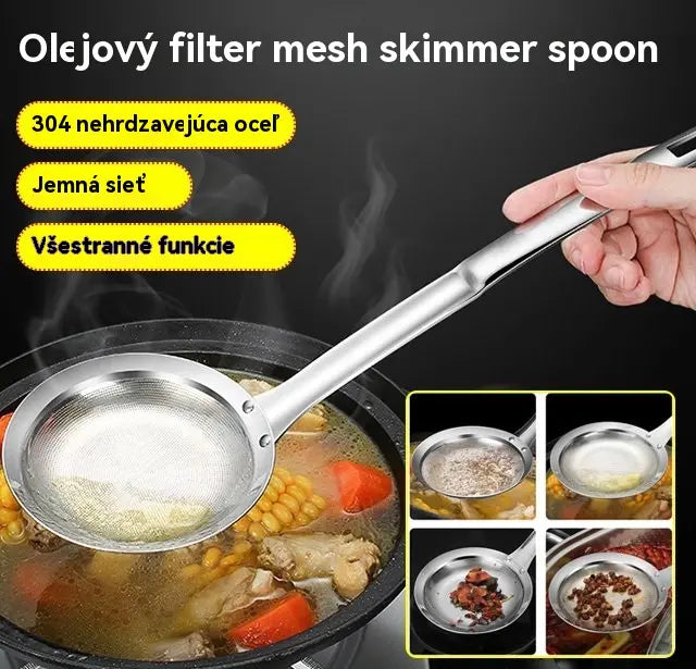 🍲【1 sada 3 kusov】Lyžica s olejovým filtrom z nehrdzavejúcej ocele 304