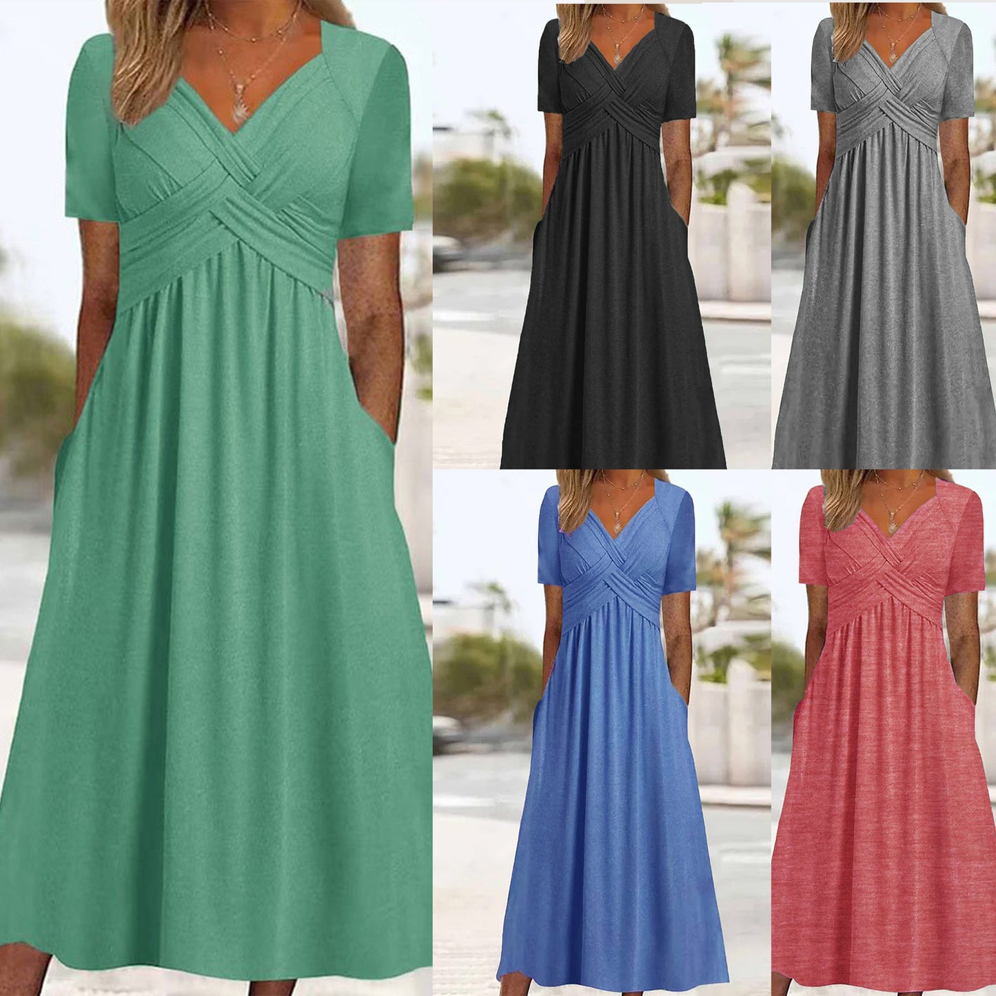 👍👍【50% OFF】💐👗【S-3XL】2026 jarné a letné nové jednofarebné módne jednoduché ležérne šaty – mäkký materiál a voľný strih, ideálne na voľný čas