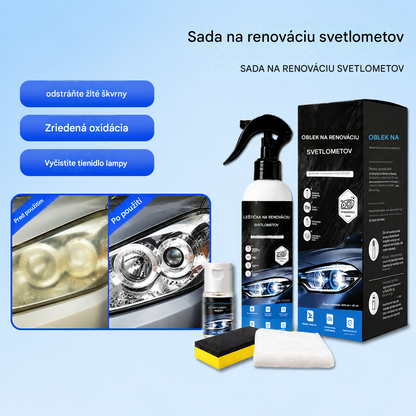 Sada na opravu svetlometov auta - čistiace, odstraňovacie, leštiace a ošetrovacie prostriedky