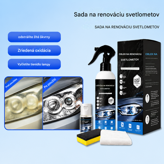 Sada na opravu svetlometov auta - čistiace, odstraňovacie, leštiace a ošetrovacie prostriedky
