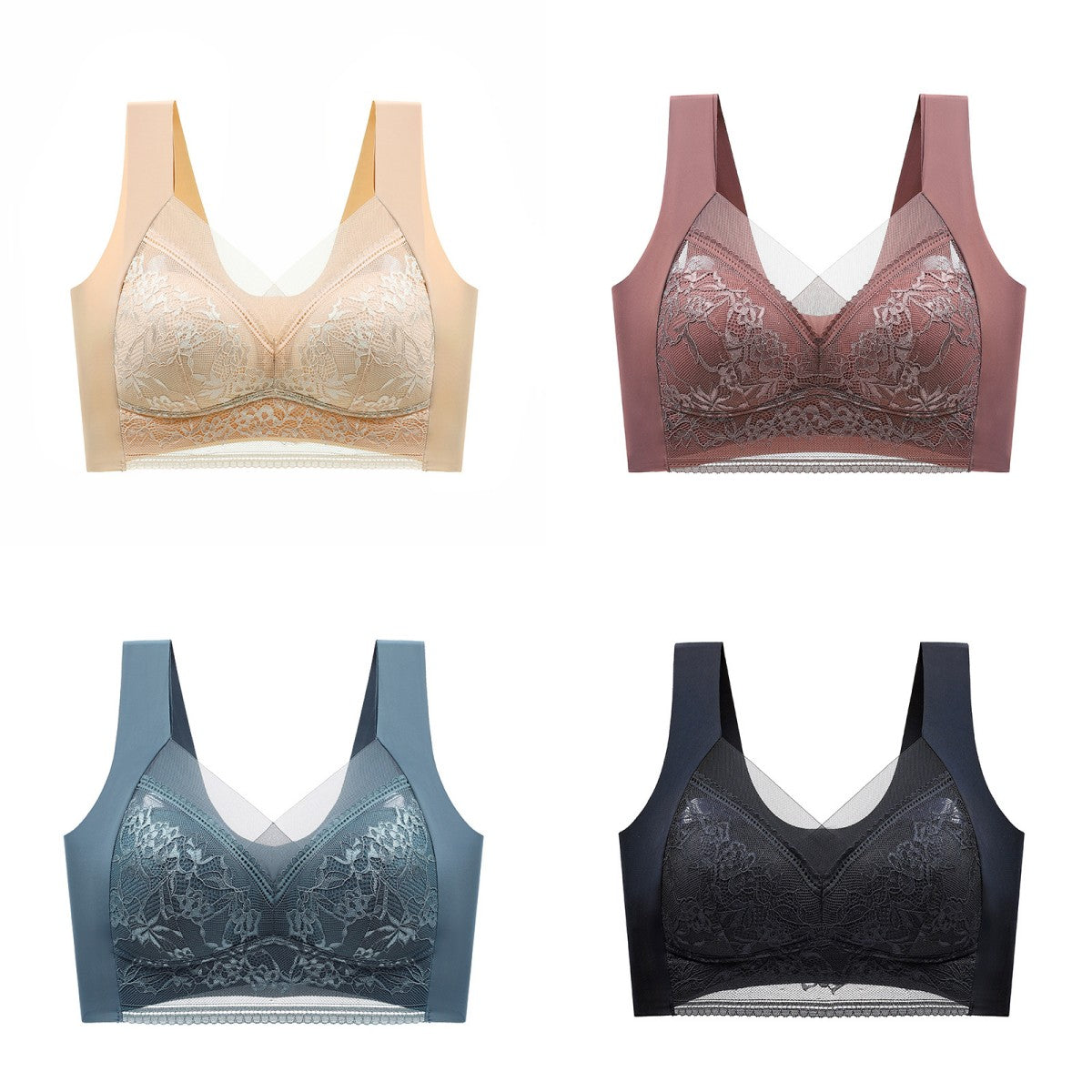 🔥【Гореща разпродажба】Гореща разпродажба👙【40-110 кг】Удобен безшевен дантелен сутиен