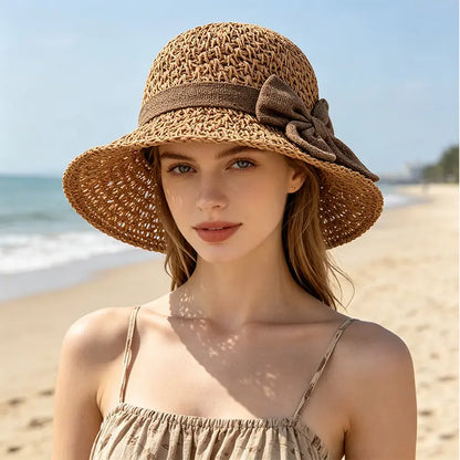 ☀️🎀Elegantný francúzsky klobúk s mašľou: ochrana pred slnkom a tieň.