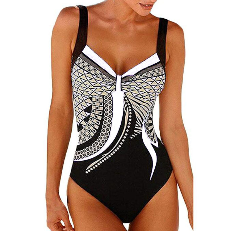 🩱🏊‍♀️2025 nový retro jednodielny plavkový kostým s potlačou【S-3XL】