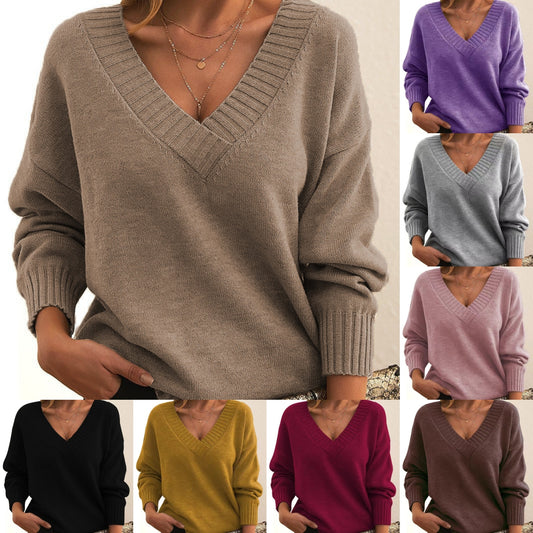 🔥🧶【S-3XL】Дамски топъл пуловер с V-образно деколте – нова колекция, стил и уют на страхотна цена!