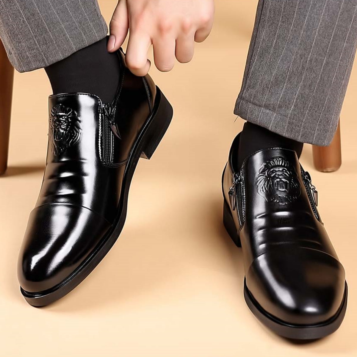 💥👞Descuento en Nuevos Productos【39-48】Zapatos de Cuero para Hombre con Estampado de León – Elegantes, Modernos y Perfectos para un Estilo Único
