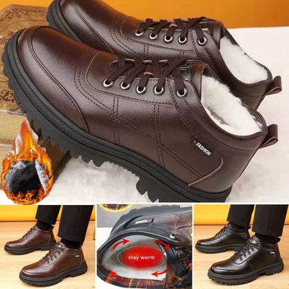 🔥🔥【39-44】✨Przedsprzedaż zimowa✨Męskie ocieplane skórzane buty – Gruba, antypoślizgowa i wodoodporna podeszwa, Komfort i ciepło na zimowe dni