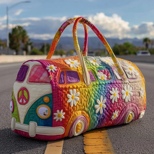 💥【50% отстъпка】🌸【(18X9X9) инча】Пътна чанта Hippie Van с подплатена материя, стилен дизайн, голям капацитет и лесен за съхранение.