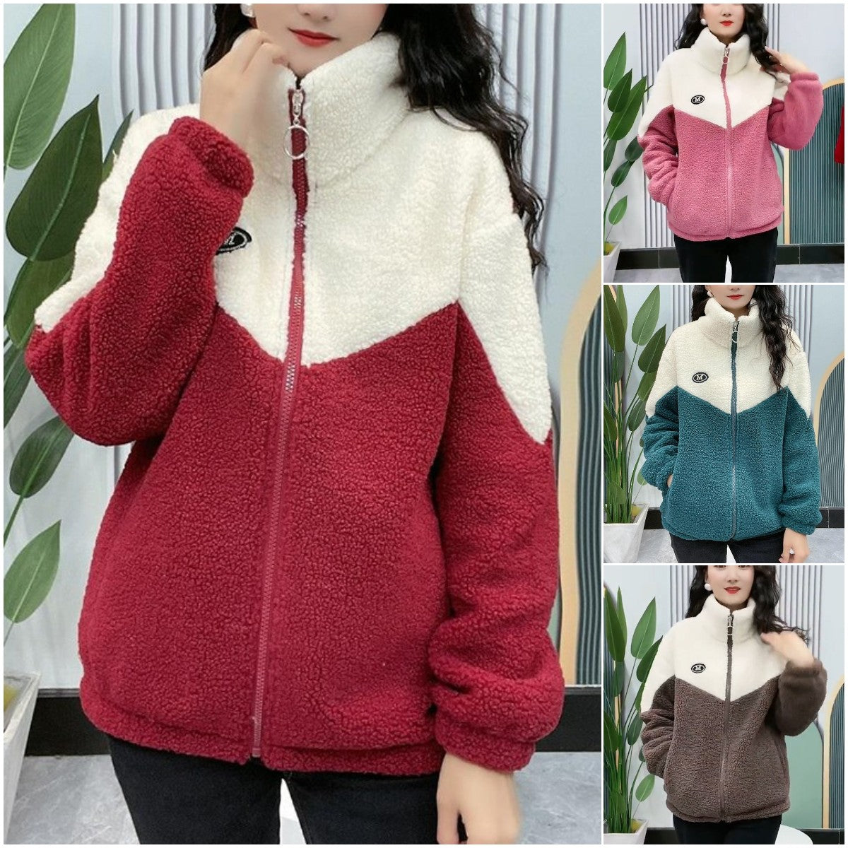 🔥【Zimske posebne ponudbe】🐏【M-4XL】Zimska flis jakna, bombažna jakna, ojačana bombažna jakna iz jagnječje volne, topla jakna