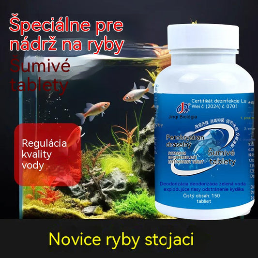 🐟【150 kapsúl】💧Šumivé tablety na čistenie vody v akváriách a jazierkach - rýchlo sa rozpúšťa vo vode a účinne obmedzuje zápach, zákal aj nečistoty.🔥
