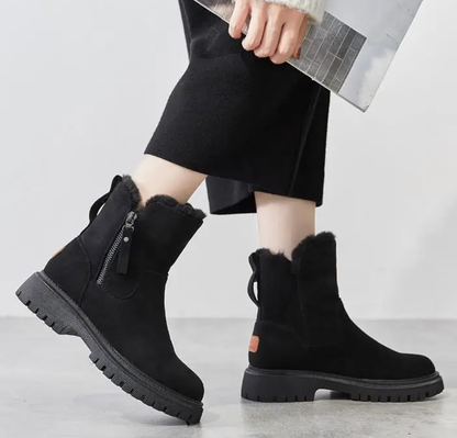🎉【Специална зимна оферта】💥【35-43】Дамски зимни топли ботуши Удебелени плюшени ботуши за сняг Удобни памучни ботуши с цип Ежедневни обувки за открито