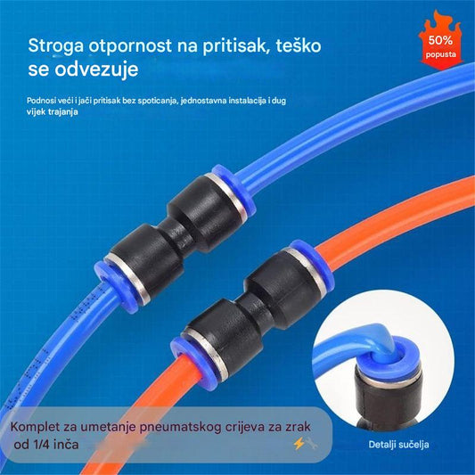 🔥【50% popusta】✨Komplet za pneumatsko crijevo za zrak 1/4 inča s utičnim konektorom – Brza instalacija, visoka izdržljivost i sigurna veza ⚡🔧