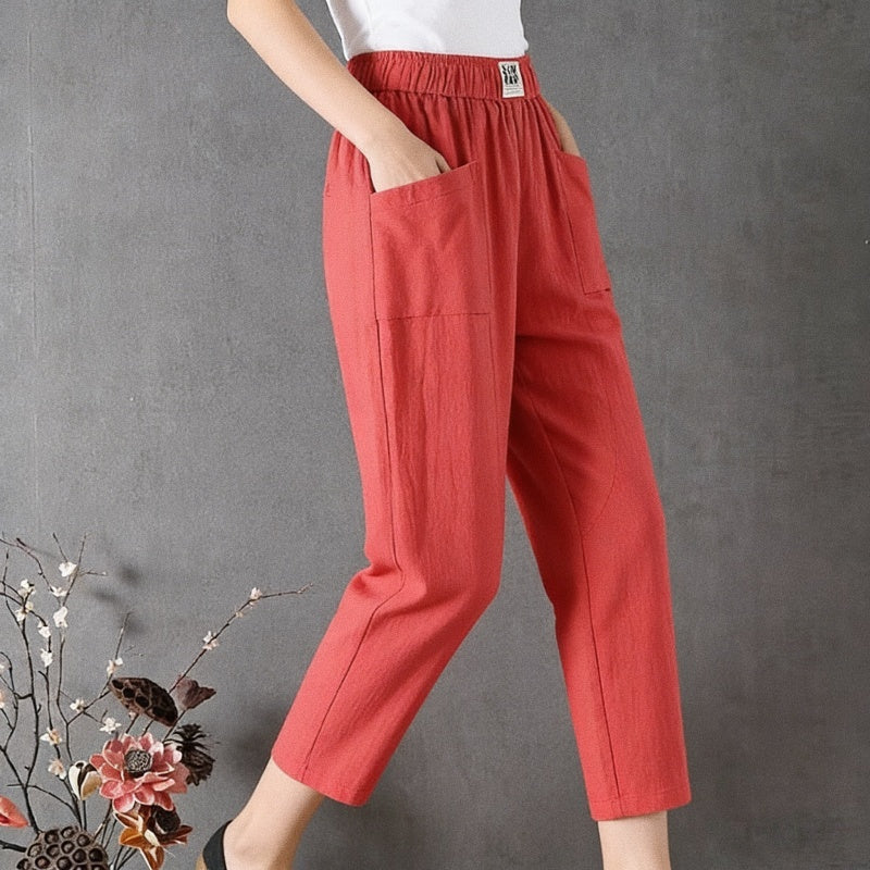 😍【50% zľava】✨👖 Novinka 2026 – Dámske voľné a pohodlné bavlneno-lanové nohavice, jednoduché a univerzálne, nevyhnutný kúsok do šatníka.