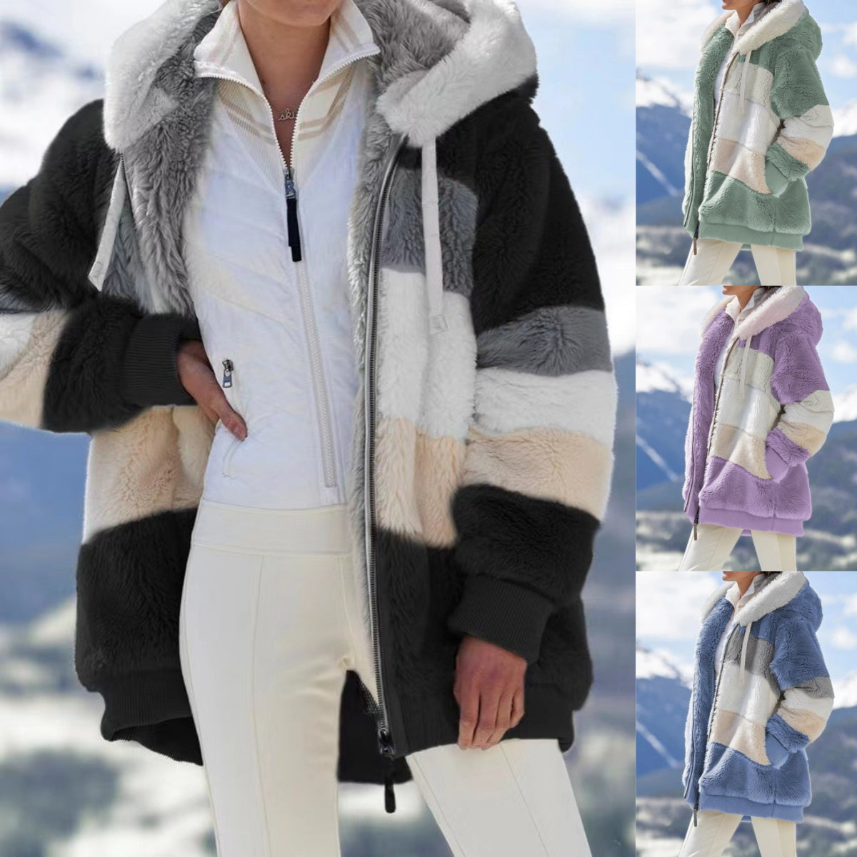 ☃️Limitovaná ponuka 35%❄️【S-5XL】Nová dámska zimná bunda 2025, hrubá s plyšovými pruhmi