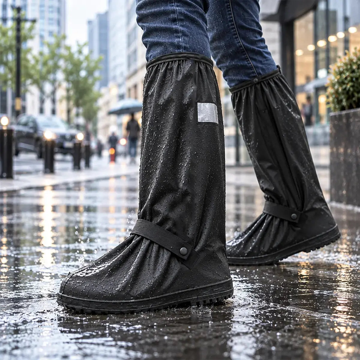 ☔Najlepšia ochrana pred dažďom! Vysoké nepremokavé obaly na obuv (výška 40 cm)! Hrubá protisklzová podrážka · Odolné PVC · K dispozícii v čiernej a priehľadnej farbe!