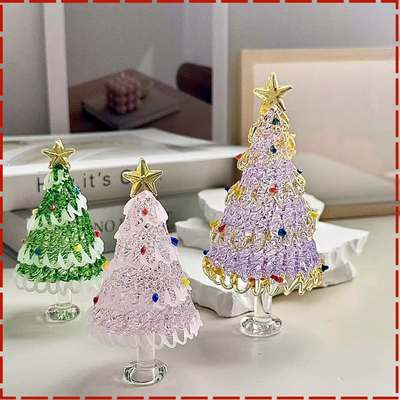 🎄🎁【Купете 1, вземете 1 безплатно】🎅Ръчно изработена стъклена коледна елха – изящни цветни орнаменти, фин ръчен релеф и елегантен празничен декор за дома